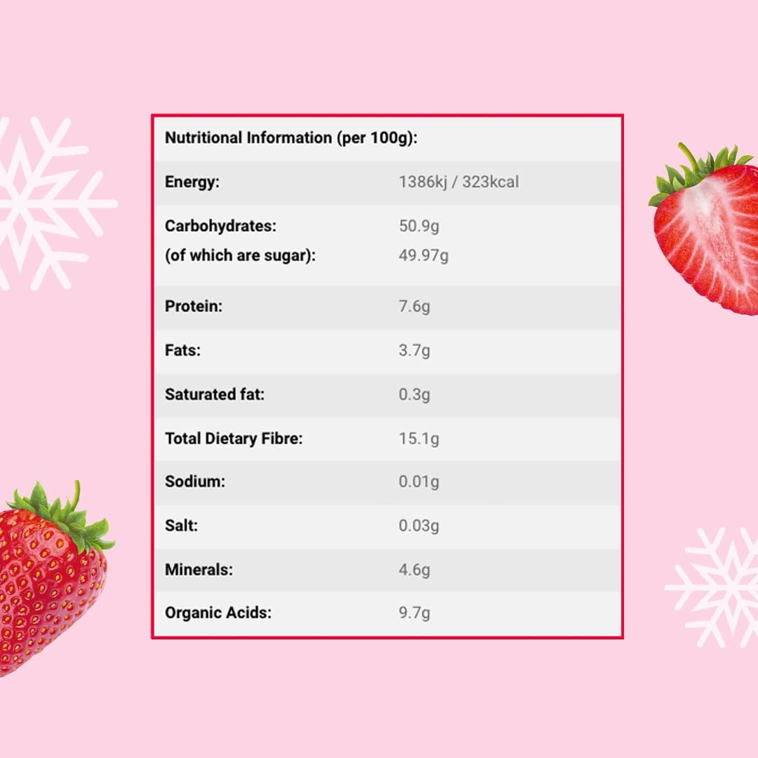 Gefriergetrocknetes Erdbeerpulver 250g – Gefriergetrocknetes Fruchtpulver – Gefriergetrocknetes Erdbeerpulver zum Backen, Smoothie und Müsli – 100 % natürliches Erdbeerpulver ohne Zusatzstoffe. Dehydrierte Produkte Naty Shop