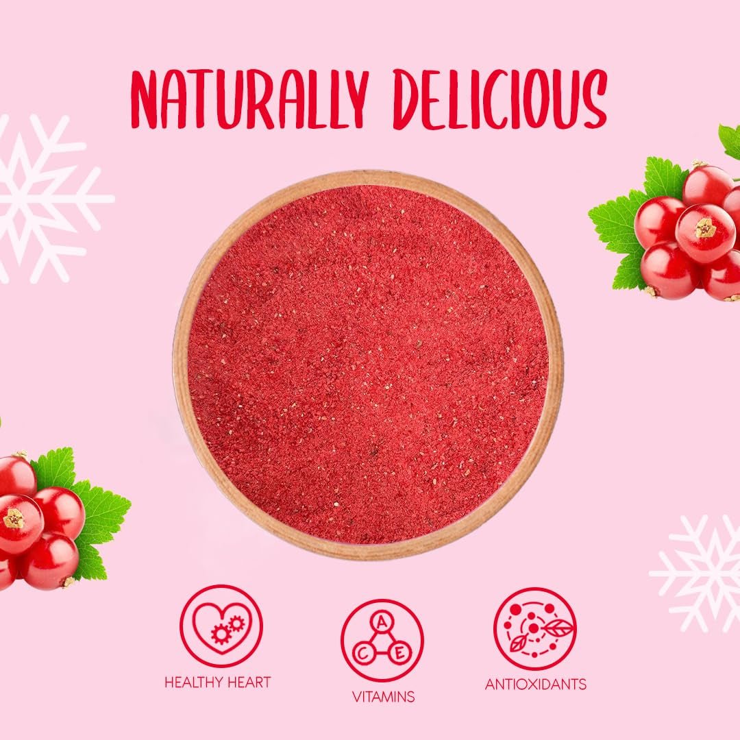 Gefriergetrocknetes Johannisbeerpulver 100g - Gefriergetrocknetes Fruchtpulver - Johannisbeerpulver für Smoothies und Backen - Natürliches Beerenpulver ohne Zusatzstoffe Dehydrierte Produkte Naty Shop