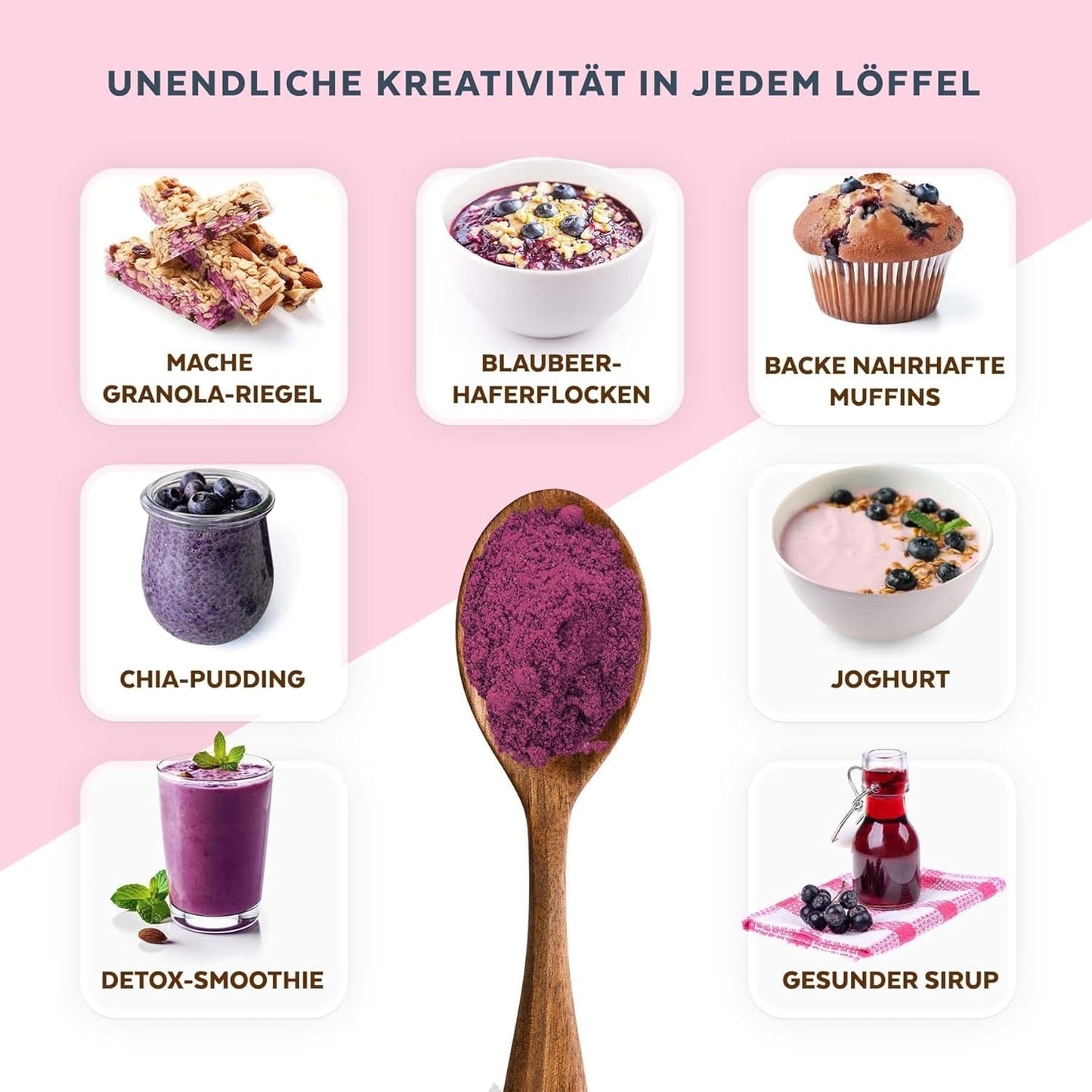 Bio-Wildheidelbeerpulver, gefriergetrocknete ganze Blaubeeren, 100 % Rohkostqualität, reich an Antioxidantien und Vitamin C, ohne Zuckerzusatz, in Nordeuropa geerntet. Trockenprodukte Naty Shop