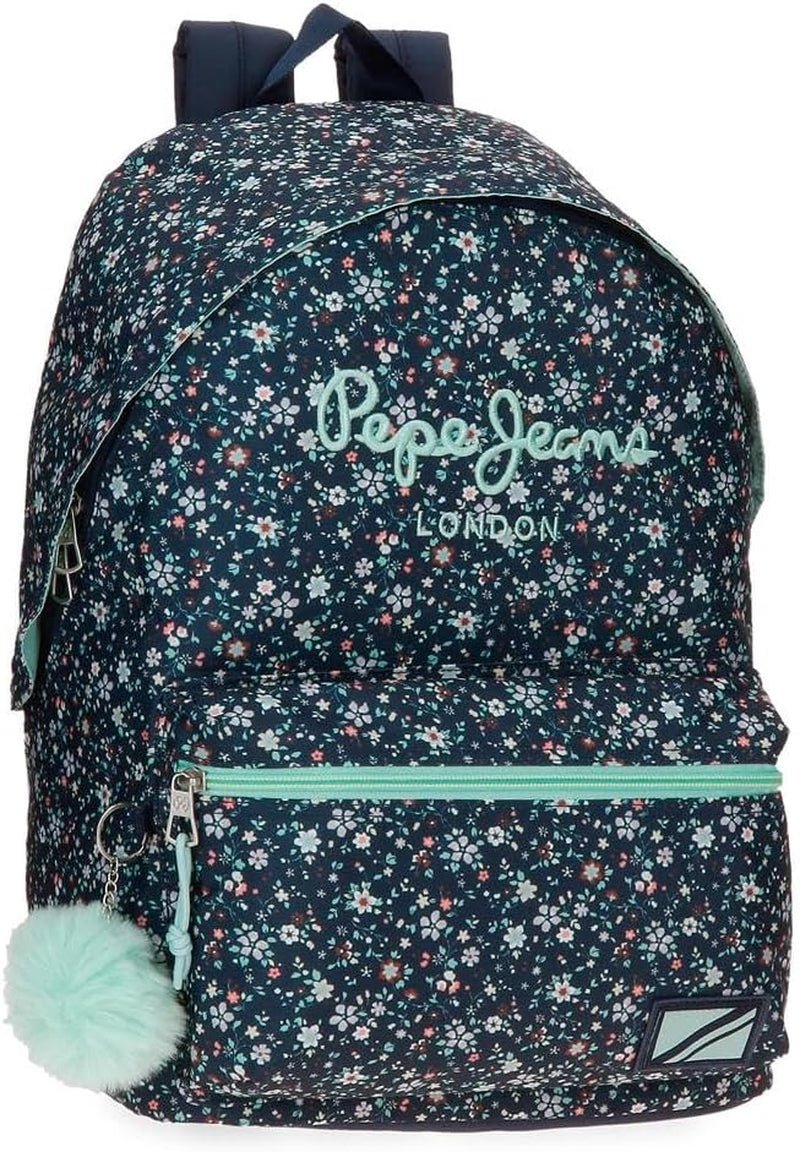 Pepe Jeans Alenka Schulrucksack mit Trolley, Blau, 30 x 40 x 12 cm, Polyester, 14,4 l, Blau, Schulrucksack mit Trolley Premium Rucksäcke und Schulranzen Naty Shop Rucksack 42