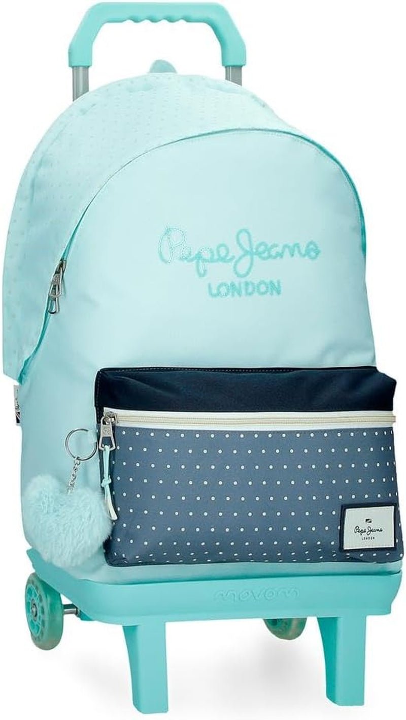 Pepe Jeans Dalma Schulrucksack. Kinderrucksack aus Polyester, breite und verstellbare verstellbare Träger, Vordertasche. Von Joumma Bags Premium Rucksäcke und Schulranzen Naty Shop Rucksack 44 + Wagen