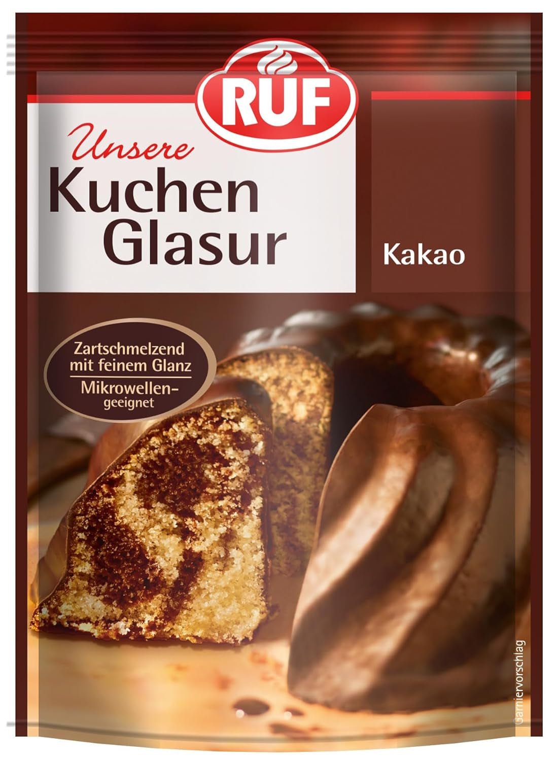 RUF Cake Glaze Bourbon Vanilla, 100g im Beutel, mikrowellengeeignet, zum Glasieren und Dekorieren von Keksen, Muffins und Kuchen, glutenfreie Naty Shop Kakao-Zuckerpaste
