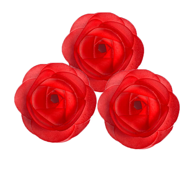 VafaDelici Set mit 3 essbaren Waffeldekorationen, rote Rosen – künstlerisches Aussehen für Kuchen