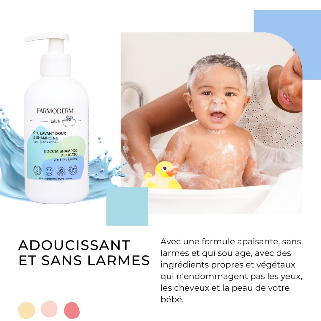 Shampoo und Reinigungsgel 2 in 1 Daily Gentle Baby Shampoo & Reinigungsgel – vegan und biologisch – mit 98 % natürlichen Inhaltsstoffen – Shampoo ohne Tränen für Kinder und Babys – 300 ml Kinder – Bade- und Hautpflege Naty Shop