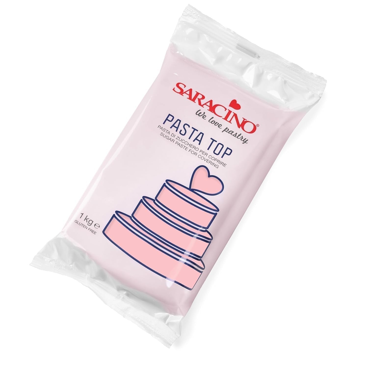 Saracino Fondant Top, Zuckerpaste zum Abdecken 1 kg, hergestellt in Italien Zuckerpaste Naty Shop Kind rosa