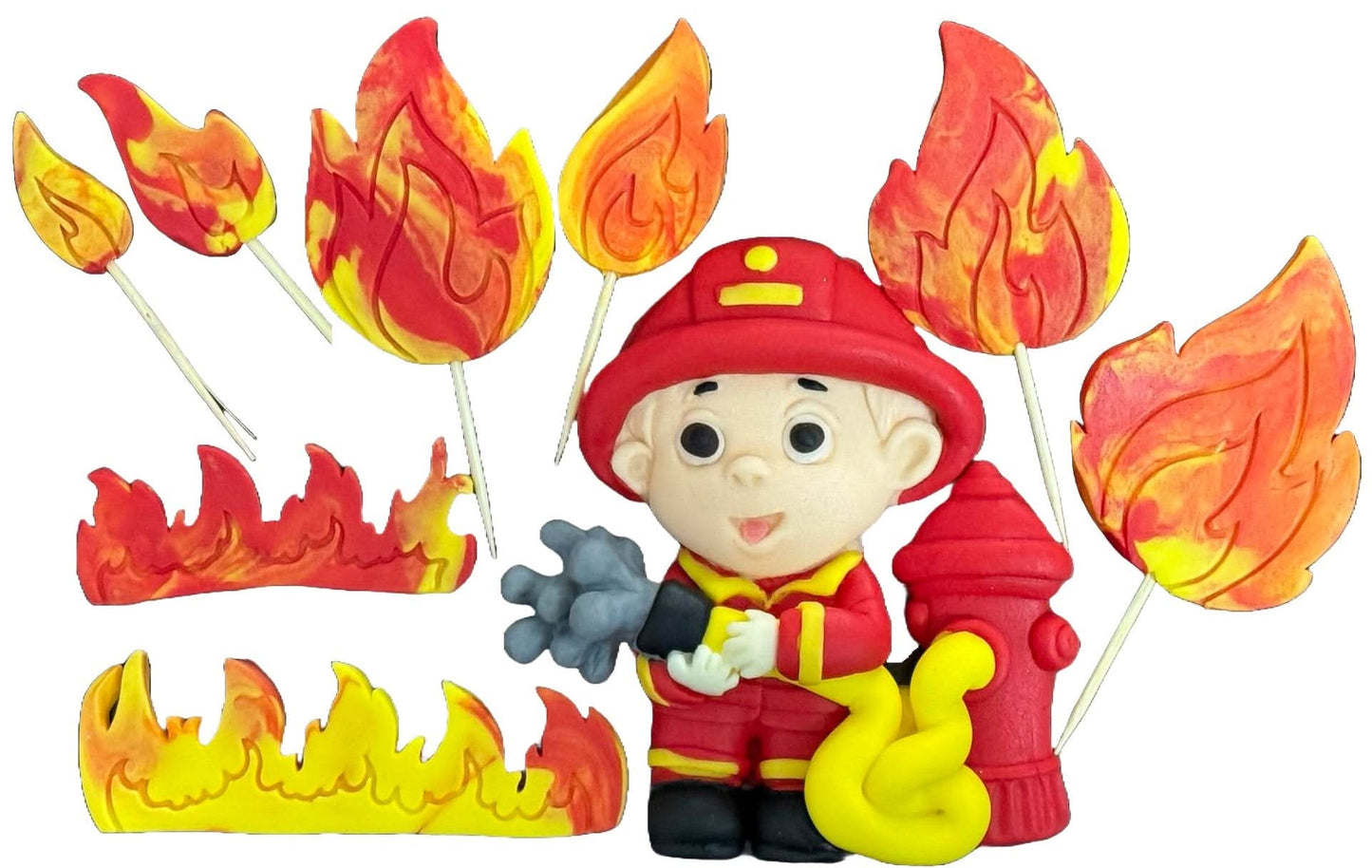Set mit 9 essbaren Zuckerdekorationen, Feuerwehrmann-Zuckerpastendekorationen Nati Shop