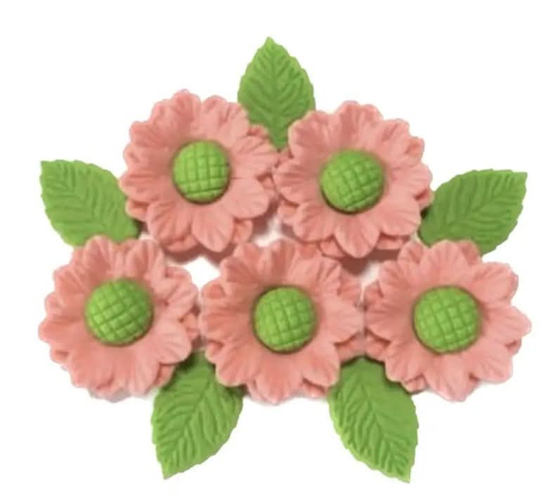 Set essbarer Zuckerdekorationen, rosa Blumen Nati Shop