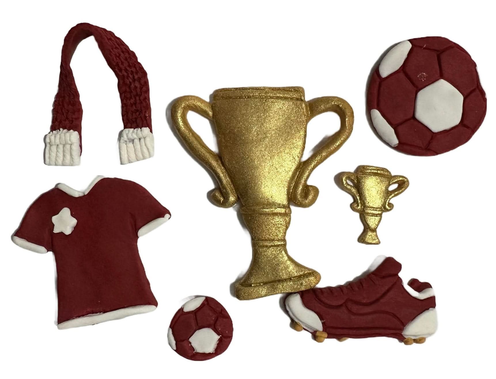 Set mit essbaren Zuckerdekorationen, Fußball-Dekorationen aus Zuckerpaste Nati Shop