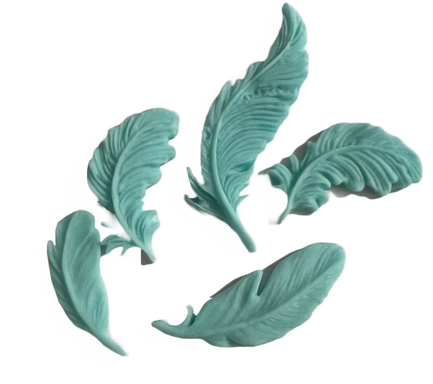 Set essbarer Zuckerdekorationen, Blue Feathers Zuckerpastendekorationen Nati Shop