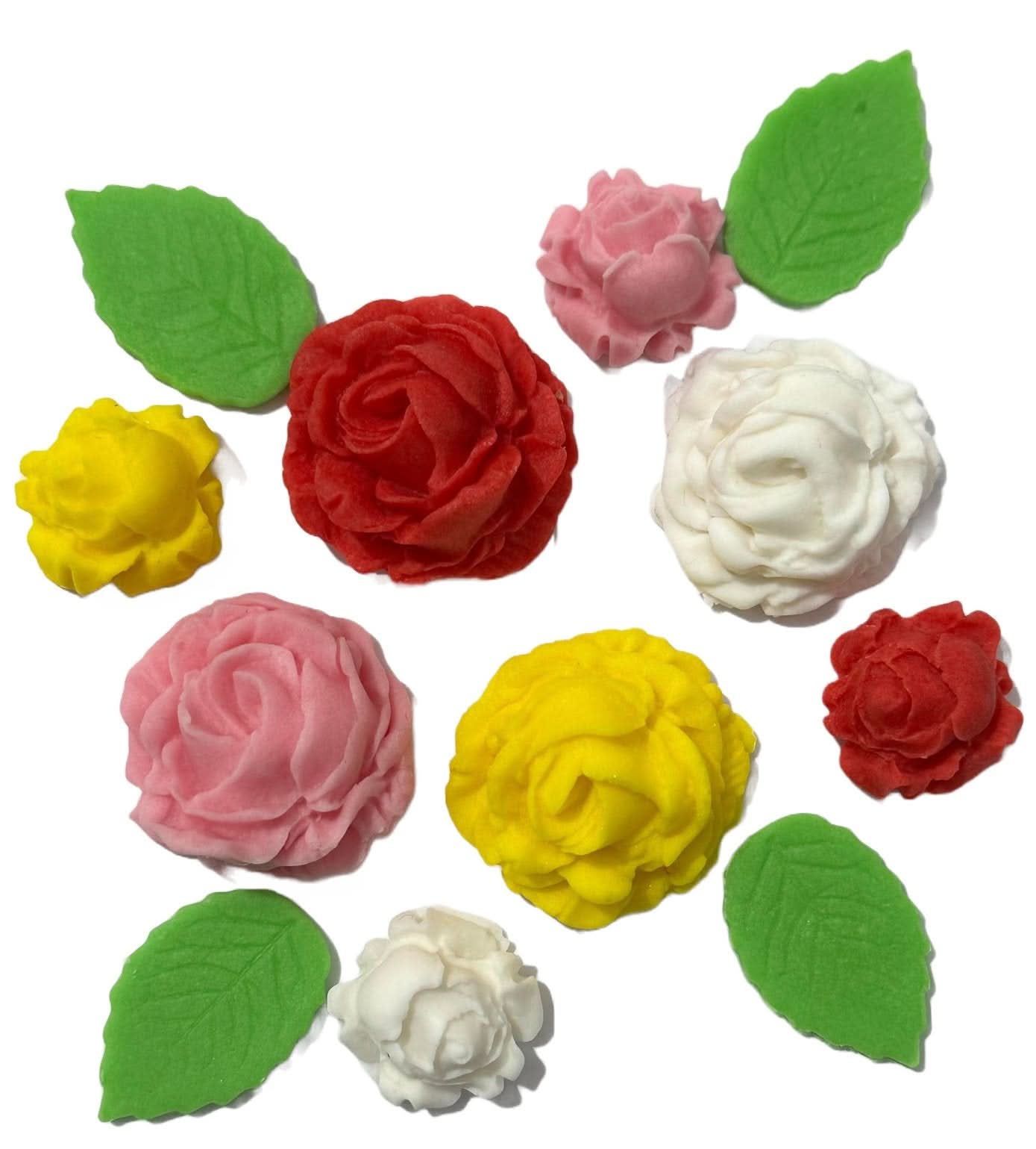 Set essbarer Zuckerdekorationen, Rosendekorationen von Sugar Paste Nati Shop