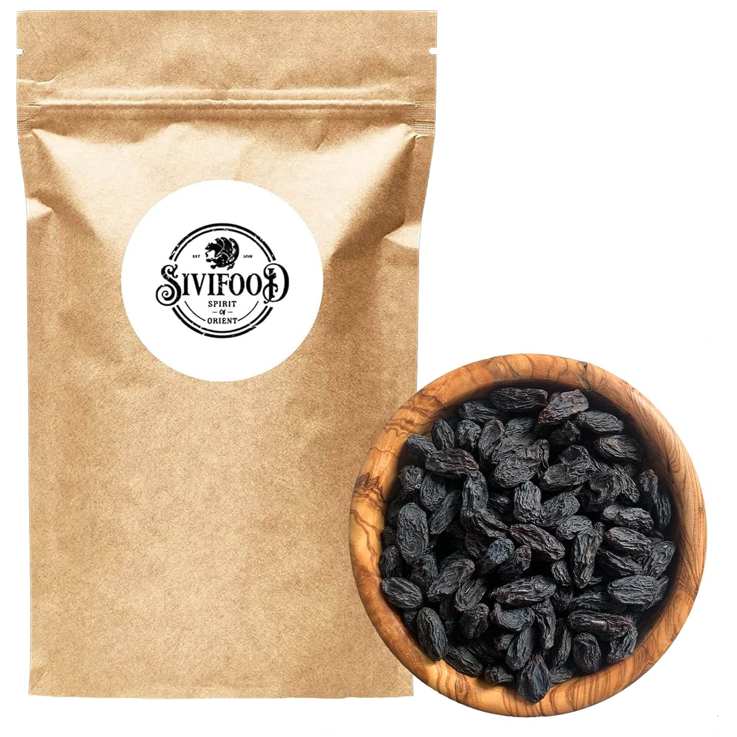 SIVIFOOD Jumbo schwarze Sultaninen 300 g – große, köstliche schwarze Sultaninen von höchster Qualität, natürlich getrocknete, süße, fruchtige Trauben, ungeschwefelt, ungesüßt, ungesüßt, ölfrei, ohne Zusatzstoffe, Kishmish Dehydrierte Produkte, Naty Shop, 300 g