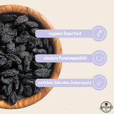 SIVIFOOD Jumbo schwarze Sultaninen 300 g – große und köstliche schwarze Sultaninen von höchster Qualität, natürlich getrocknete, süße, fruchtige Trauben, ungeschwefelt, ungesüßt, ungesüßt, ölfrei, Kishmish-Zusätze, dehydrierte Produkte, Naty Shop