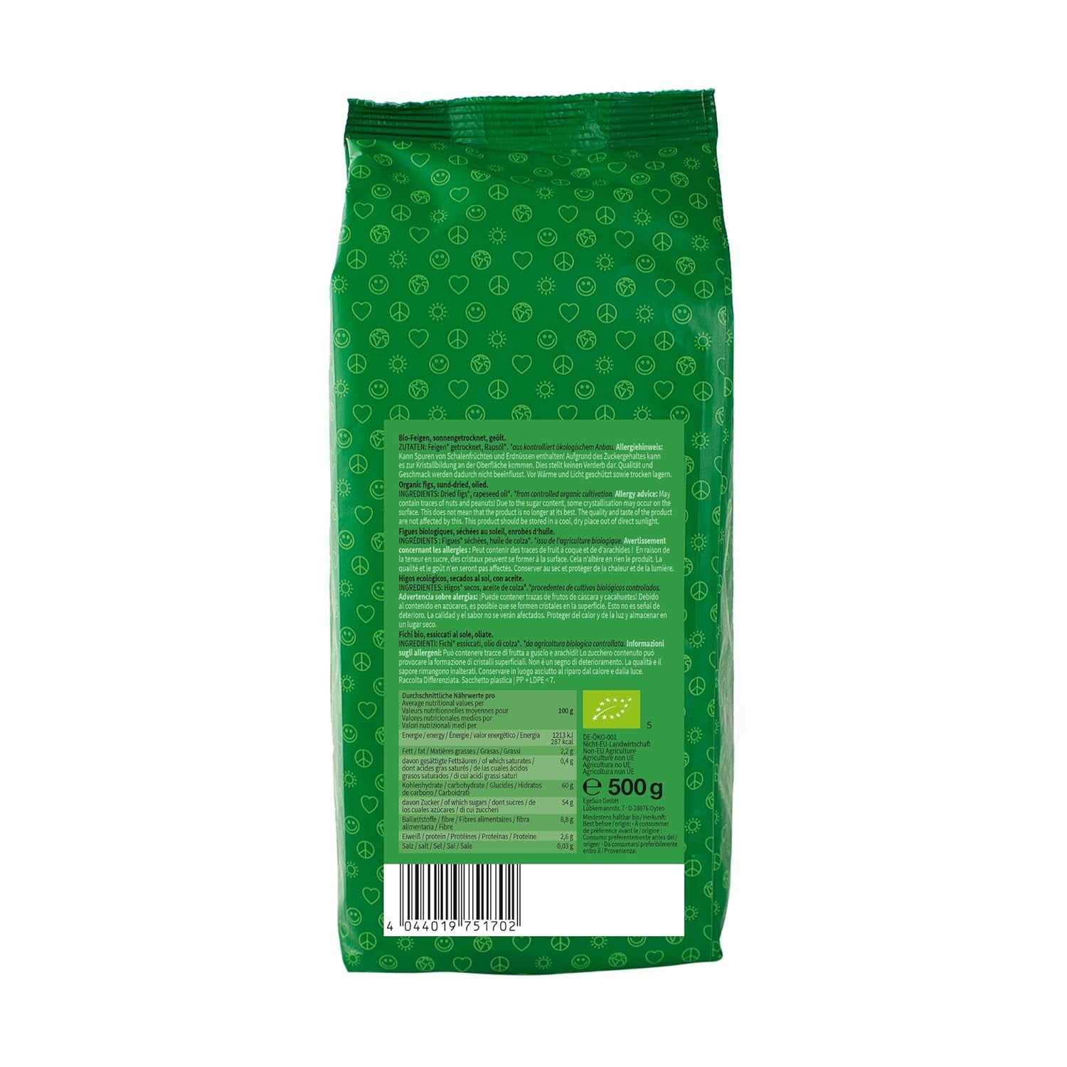 Mundo Feliz getrocknete Feigen aus biologischem Anbau, 2 x 500 g Naty Shop dehydrierte Produkte