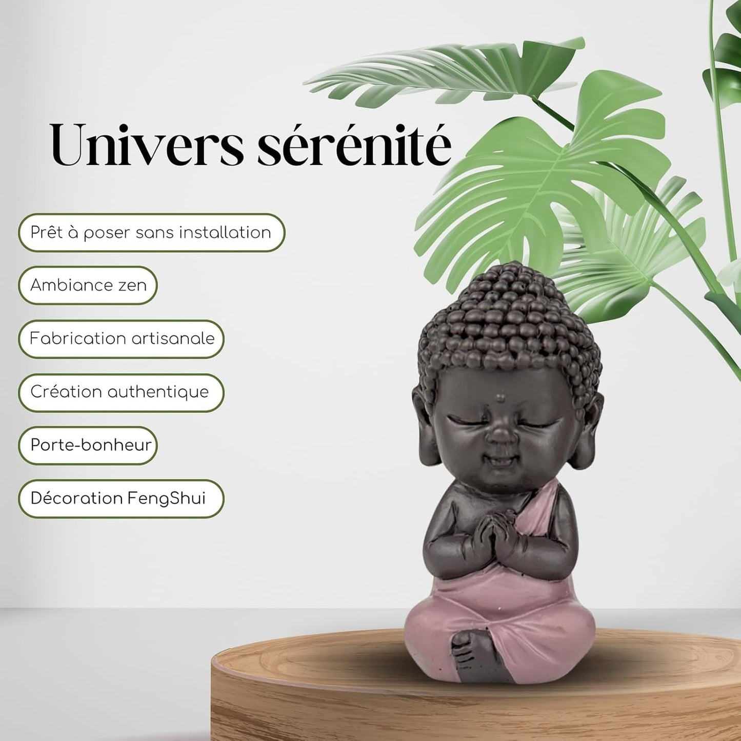 Baby Buddha Pink Toga Figur – Inspirierende und fröhliche Figur – Positive Talisman-Konzentration – Süße und spirituelle Geschenkidee – H 7 cm – Zen'Light Statuetten und Skulpturen Naty Shop
