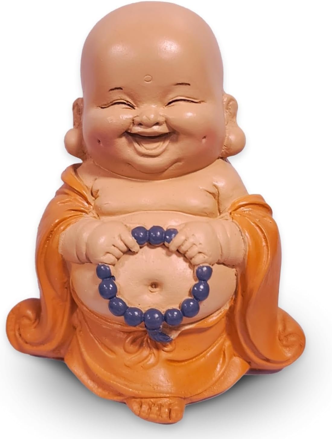 Lachende Buddha-Statue mit Rosenkranz – Inspirierende und fröhliche Figur – Glücksbringer voller Positivität – Süße und spirituelle Geschenkidee – -H 10 cm – Zen'Light Statuen und Skulpturen Naty Shop Standardtitel
