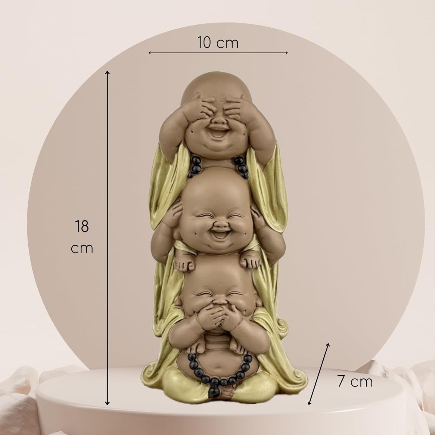 Statue 3 lachende Buddhas - Nichts sehen - Nichts hören - Nichts sagen - Baby Buddha Symbolisches Ensemble - Friedliche und freudige Stimmung - Zen-Dekor - H 18 cm - Zen'Light Statuetten und Skulpturen Naty Shop
