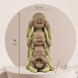 Statue 3 lachende Buddhas - Nichts sehen - Nichts hören - Nichts sagen - Baby Buddha Symbolisches Ensemble - Friedliche und freudige Stimmung - Zen-Dekor - H 18 cm - Zen'Light Statuetten und Skulpturen Naty Shop