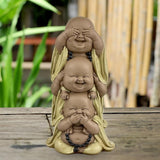 Statue 3 lachende Buddhas - Nichts sehen - Nichts hören - Nichts sagen - Baby Buddha Symbolisches Ensemble - Friedliche und freudige Stimmung - Zen-Dekor - H 18 cm - Zen'Light Statuetten und Skulpturen Naty Shop