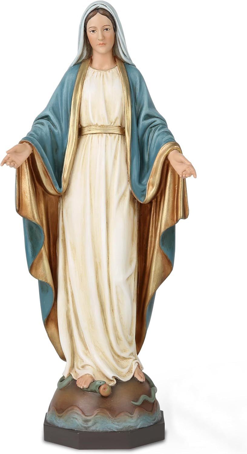 BC Katholische Statue Unserer Lieben Frau von der Gnade, Altarfigur der Jungfrau Maria, religiöses Geschenk für Mutter, katholische Heimdekoration, 34,3 cm Höhe, handbemalt von Buildclassic (Elegant) Statuetten und Skulpturen Naty Shop Elegant 10,8 Zoll H