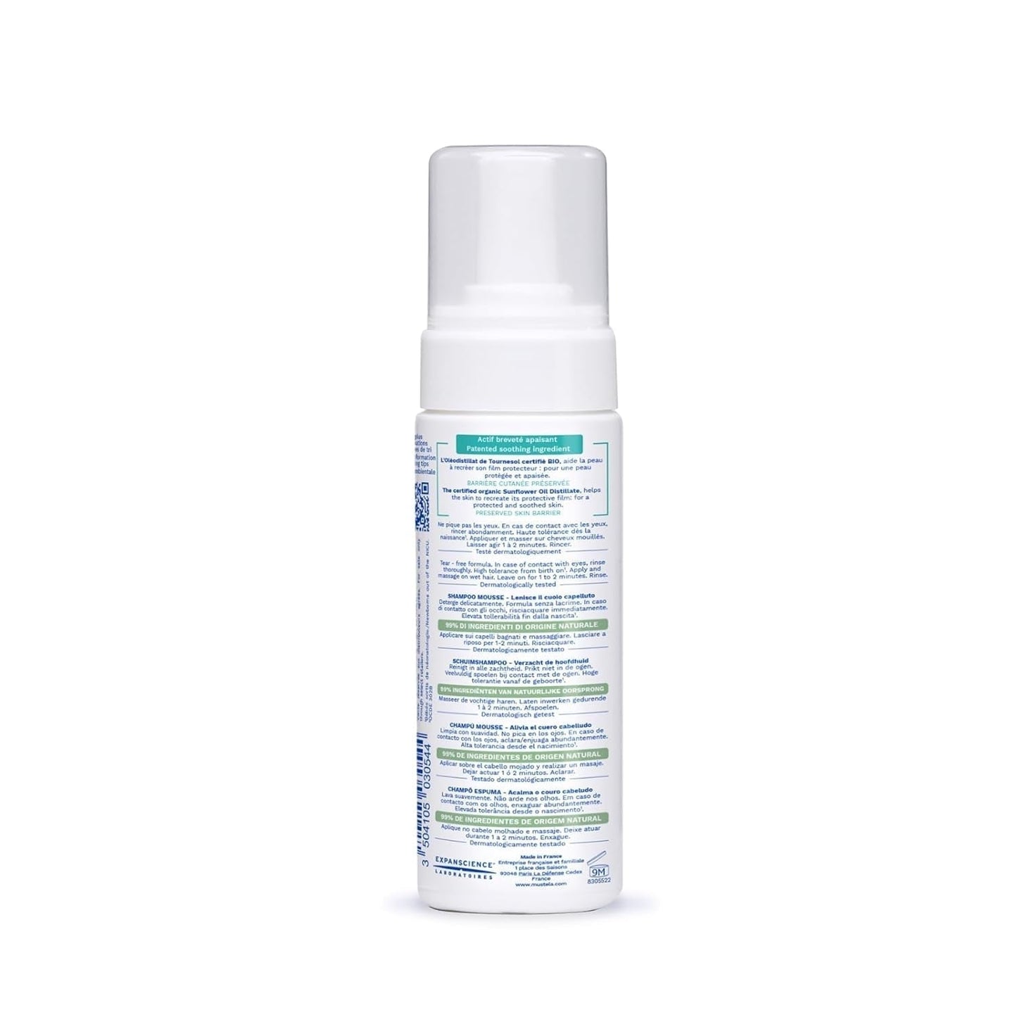 Stelatopia Shampoo Mousse für Kopfhaut mit extremer Trockenheit oder atopischer Dermatitis, Haare, Babys, Kinder, die ganze Familie – reduziert Rötungen und Juckreiz (150 ml) Kinder – Bade- und Hautpflege Naty Shop