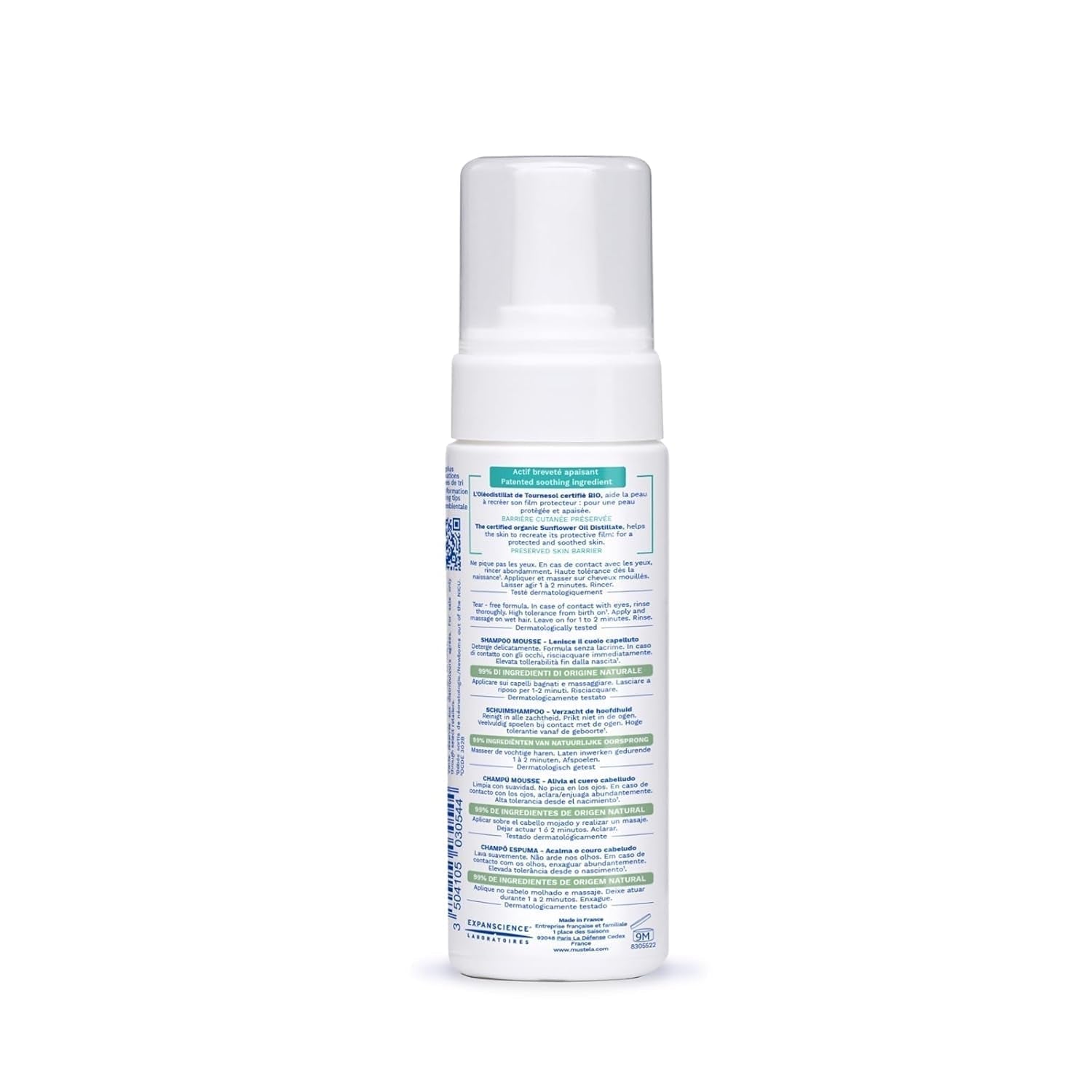 Stelatopia Shampoo Mousse für Kopfhaut mit extremer Trockenheit oder atopischer Dermatitis, Haare, Babys, Kinder, die ganze Familie – reduziert Rötungen und Juckreiz (150 ml) Kinder – Bade- und Hautpflege Naty Shop
