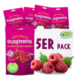 Gefriergetrocknete Summmer-Erdbeeren – 5er-Packung – Zuckerfrei, 100 % natürlich, köstliche knusprige Snacks für Kinder und Erwachsene, ideal für Müsli und Lunchboxen (55 g). Dehydrierte Produkte Naty Shop Packung mit 5 Himbeeren