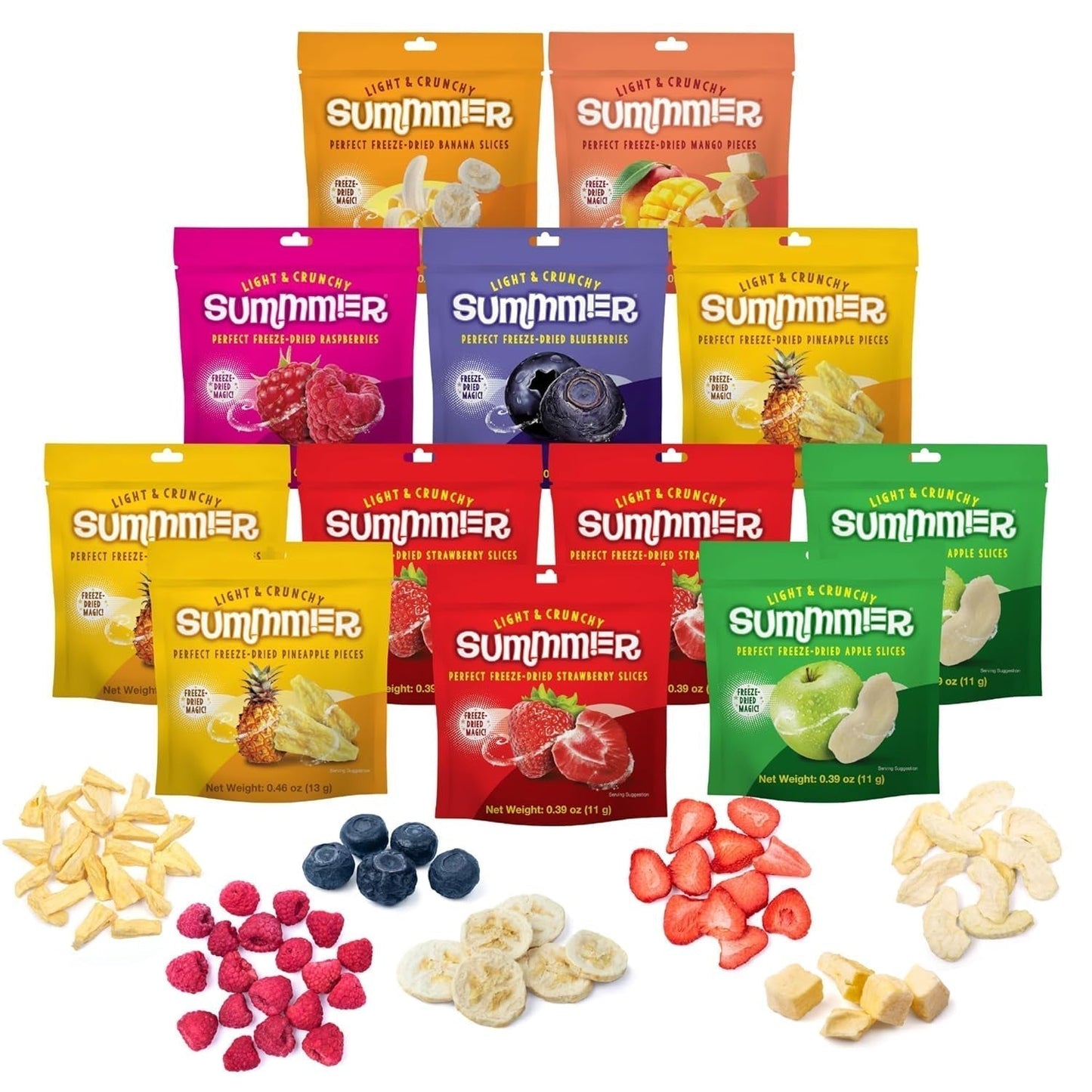 Gefriergetrocknete Summmer-Erdbeeren – 5er-Packung – Zuckerfrei, 100 % natürlich, köstliche knusprige Snacks für Kinder und Erwachsene, ideal für Müsli und Lunchboxen (55 g). Dehydrierte Produkte von Naty Shop, 12er-Packung