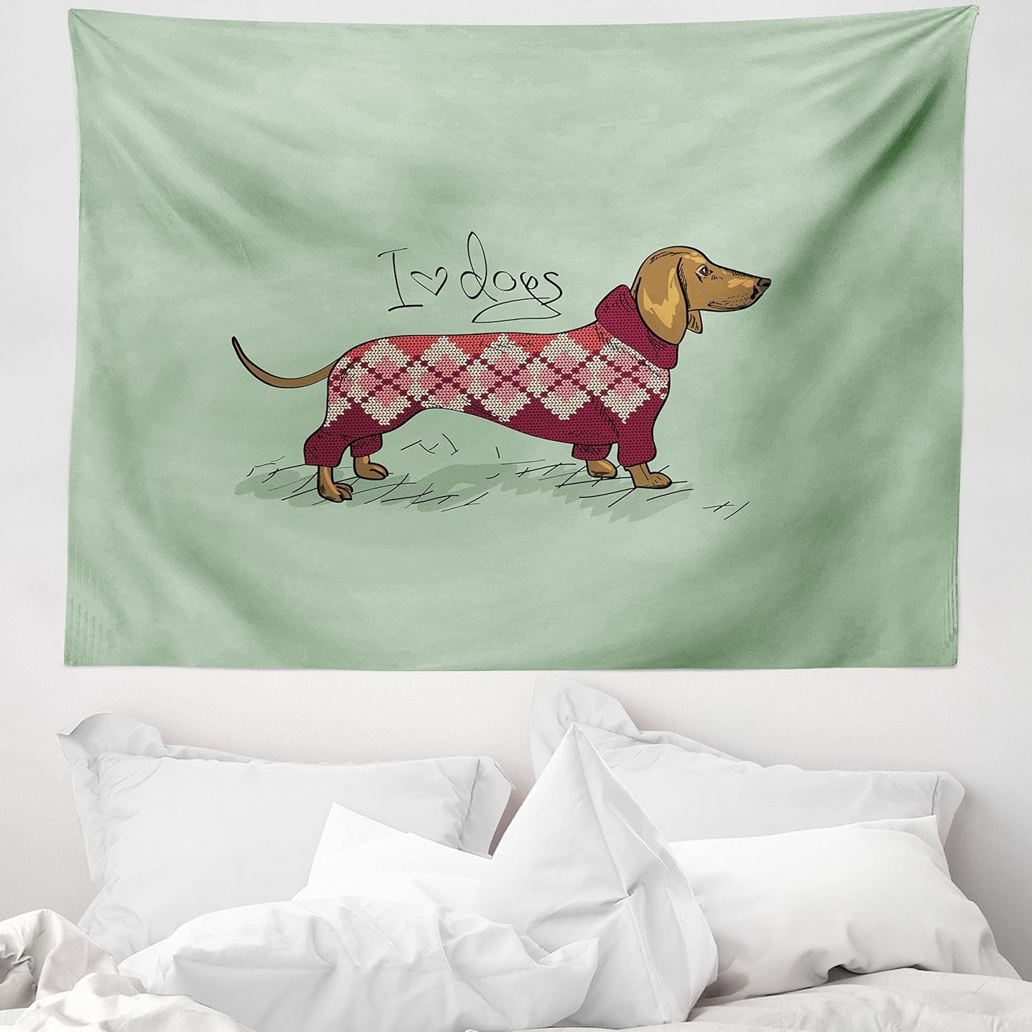 Wandteppich Abakuhaus Fernweh Tierkarte der Welt Zeichnungen Zuhause – Accessoires und Dekorationen Naty Shop Blaugrün 150 L x 110 B cm