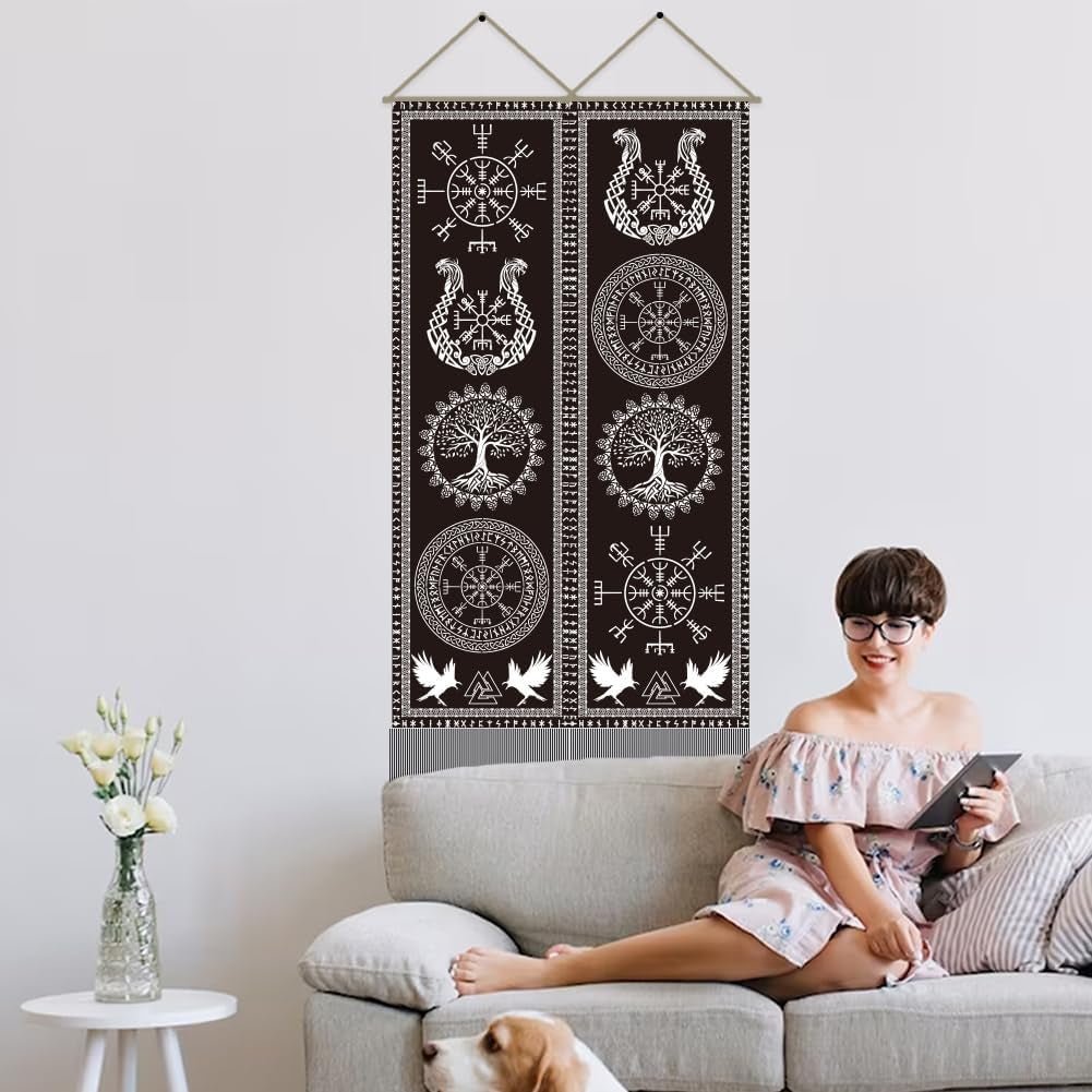 Wandteppich ahandmaker Wikinger Symbol Baum des Lebens Runen House - Accessoires und Dekorationen Naty Shop