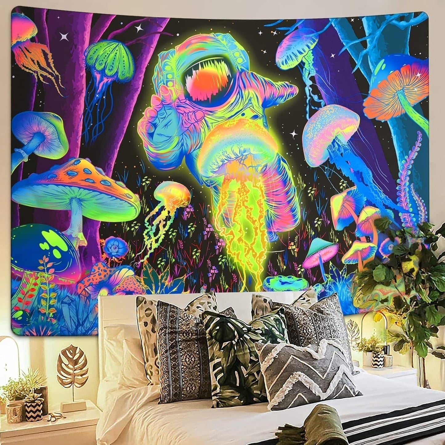 Gobelin Alishomtll Schwarzlicht abstrakte Wandkunst Zuhause – Accessoires und Dekorationen Naty Shop