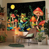 Tapisserie Alishomtll Frosch Pilz Mond Sterne bunt Zuhause – Accessoires und Dekorationen Naty Shop