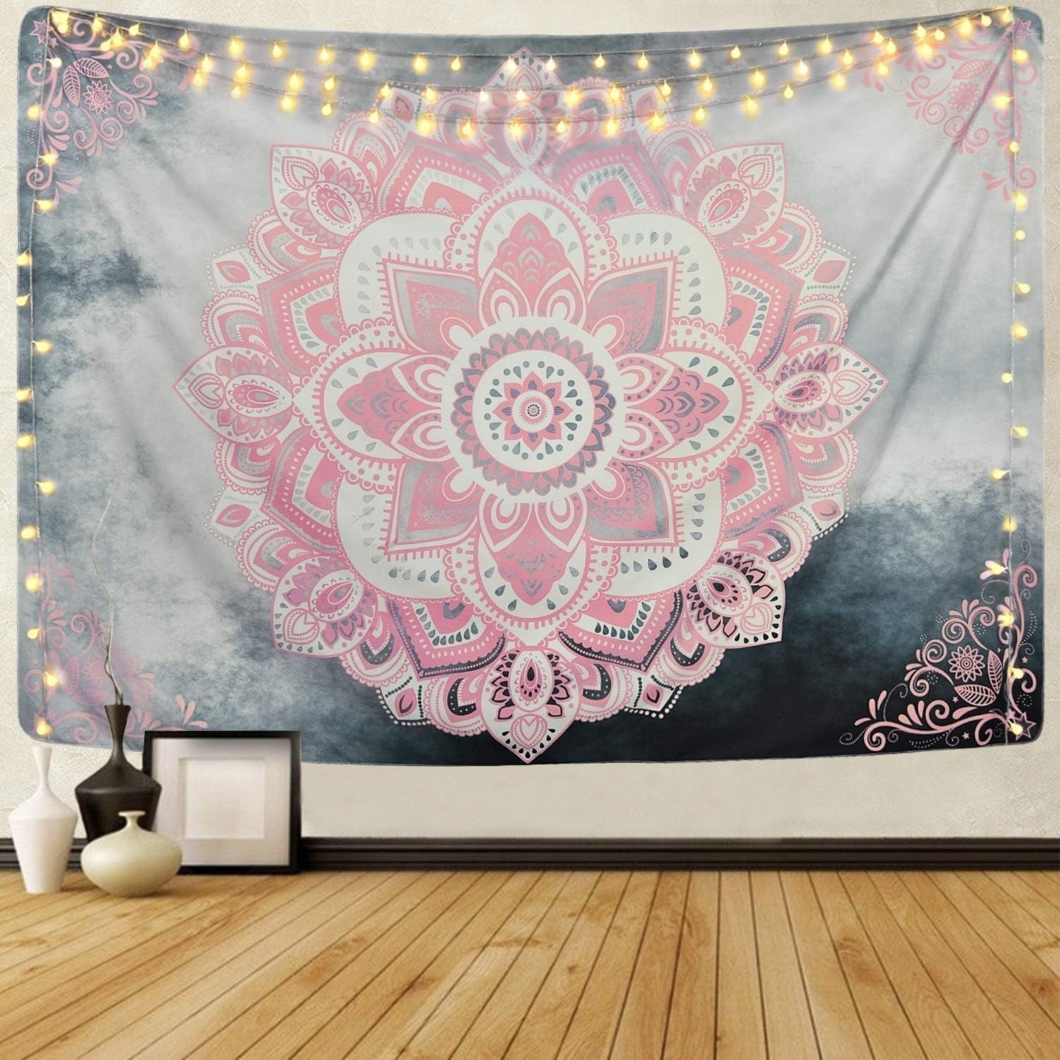 Tapisserie Alishomtll Mandala Indischer Bohemian-Stoff Zuhause – Accessoires und Dekorationen Naty Shop Graurosa 210,1 L x 150,1 B cm