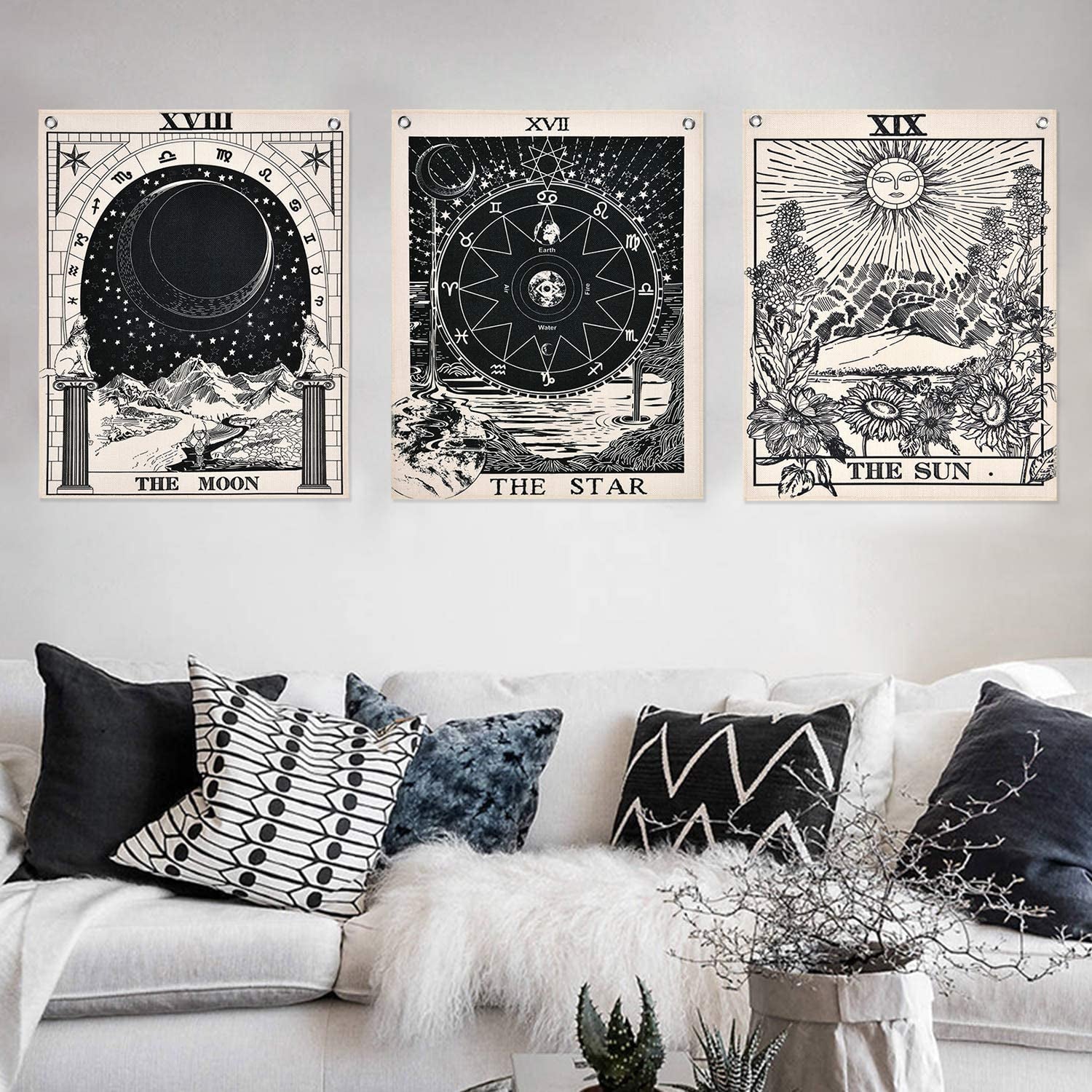 Gobelin Alishomtll Tarot-Set Sonne Mond Sterne Startseite – Accessoires und Dekorationen Naty Shop Tarot-Set-1