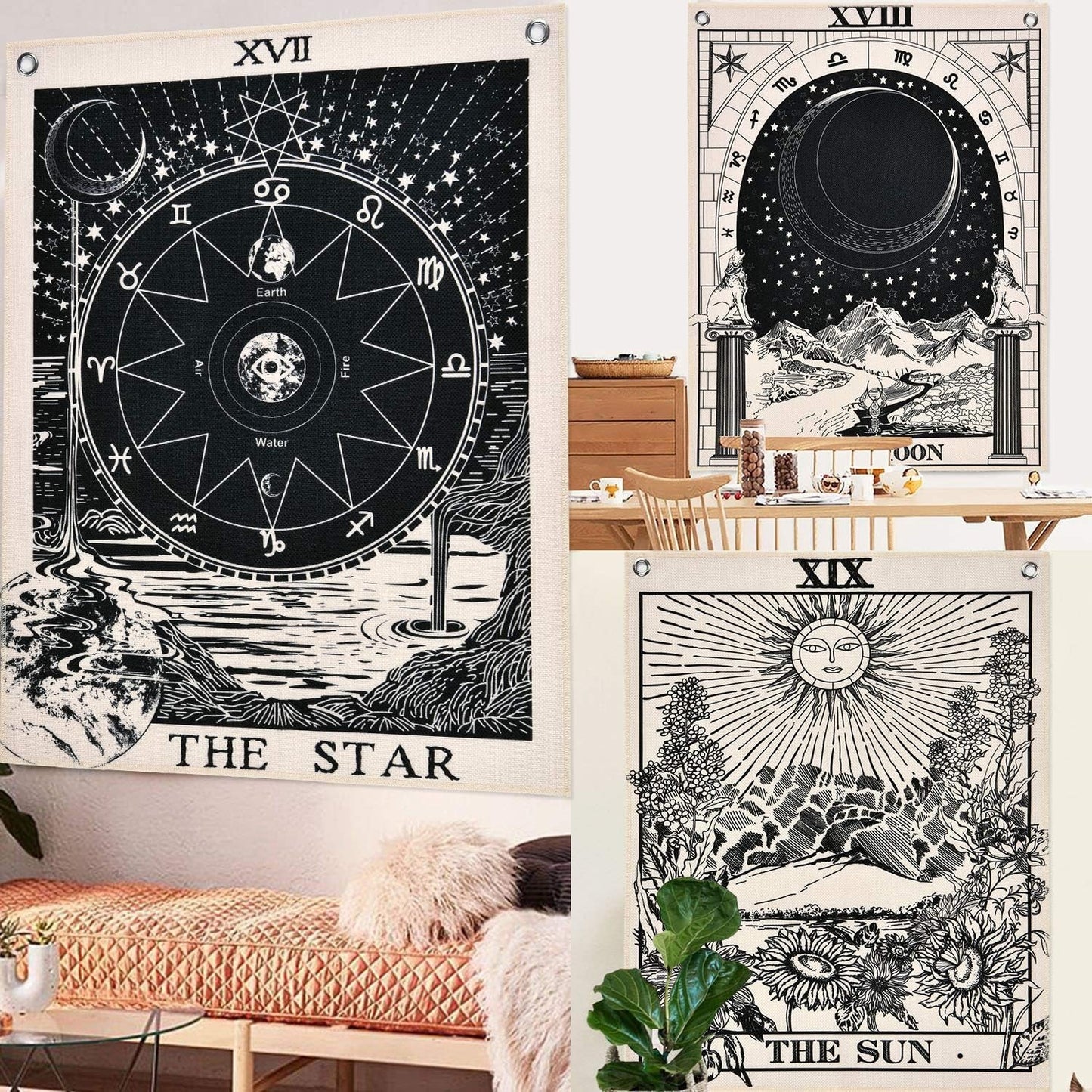 Gobelin Alishomtll Tarot-Set Sonne Mond Sterne Zuhause – Accessoires und Dekorationen Naty Shop