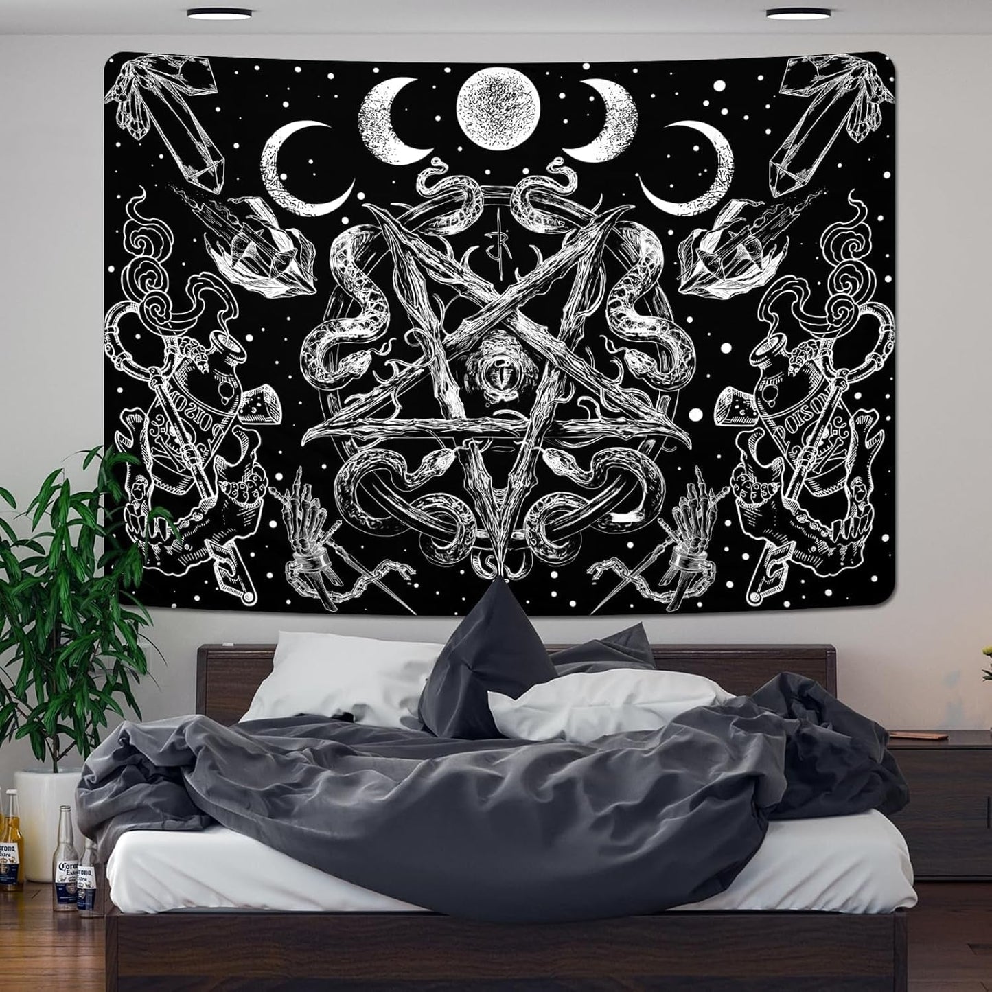 Tapisserie Alishomtll Witchy Snake Ästhetik Gothic Pentagramm Wand Home – Accessoires und Dekorationen Naty Shop