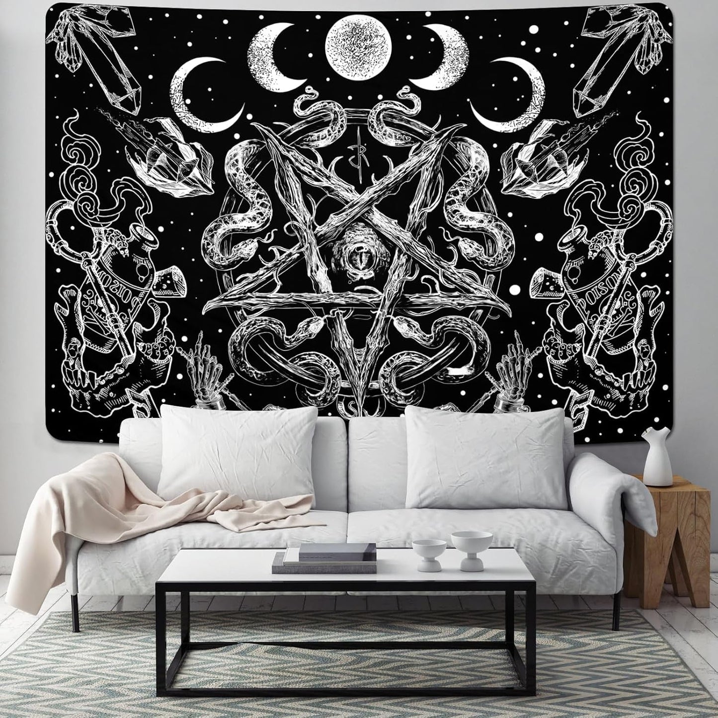 Tapisserie Alishomtll Witchy Snake Ästhetik Gothic Pentagramm Wand Home – Accessoires und Dekorationen Naty Shop