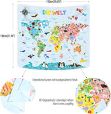 Bashom Wandteppich Deutsche Tierweltkarte für Kinder Zuhause - Accessoires und Dekorationen Naty Shop