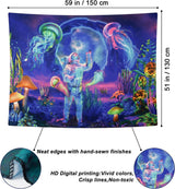 Wandteppich Betylfoy Schwarzlicht Astronaut reaktive Pflanzen Qualle Zuhause - Accessoires und Dekorationen Naty Shop