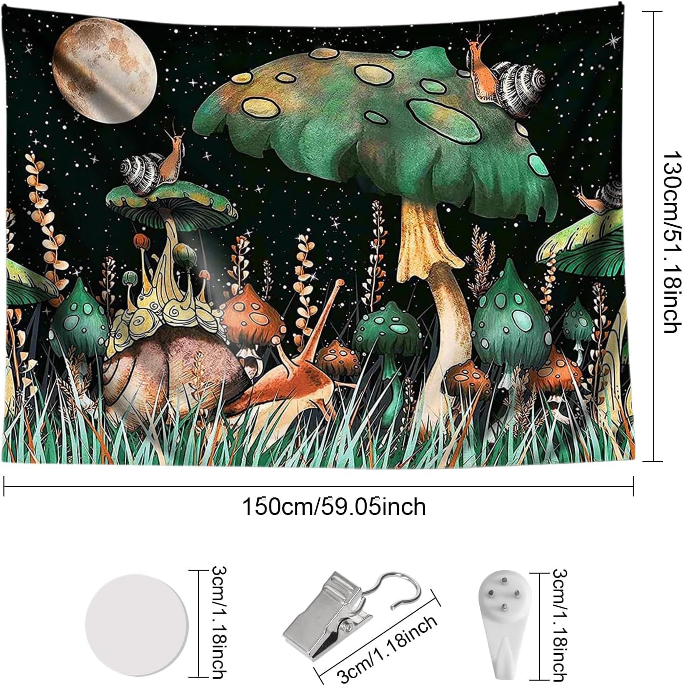 Wandteppich mit Dschungelpilzen und Schnecken aus dem Wald. Zuhause – Accessoires und Dekorationen Naty Shop