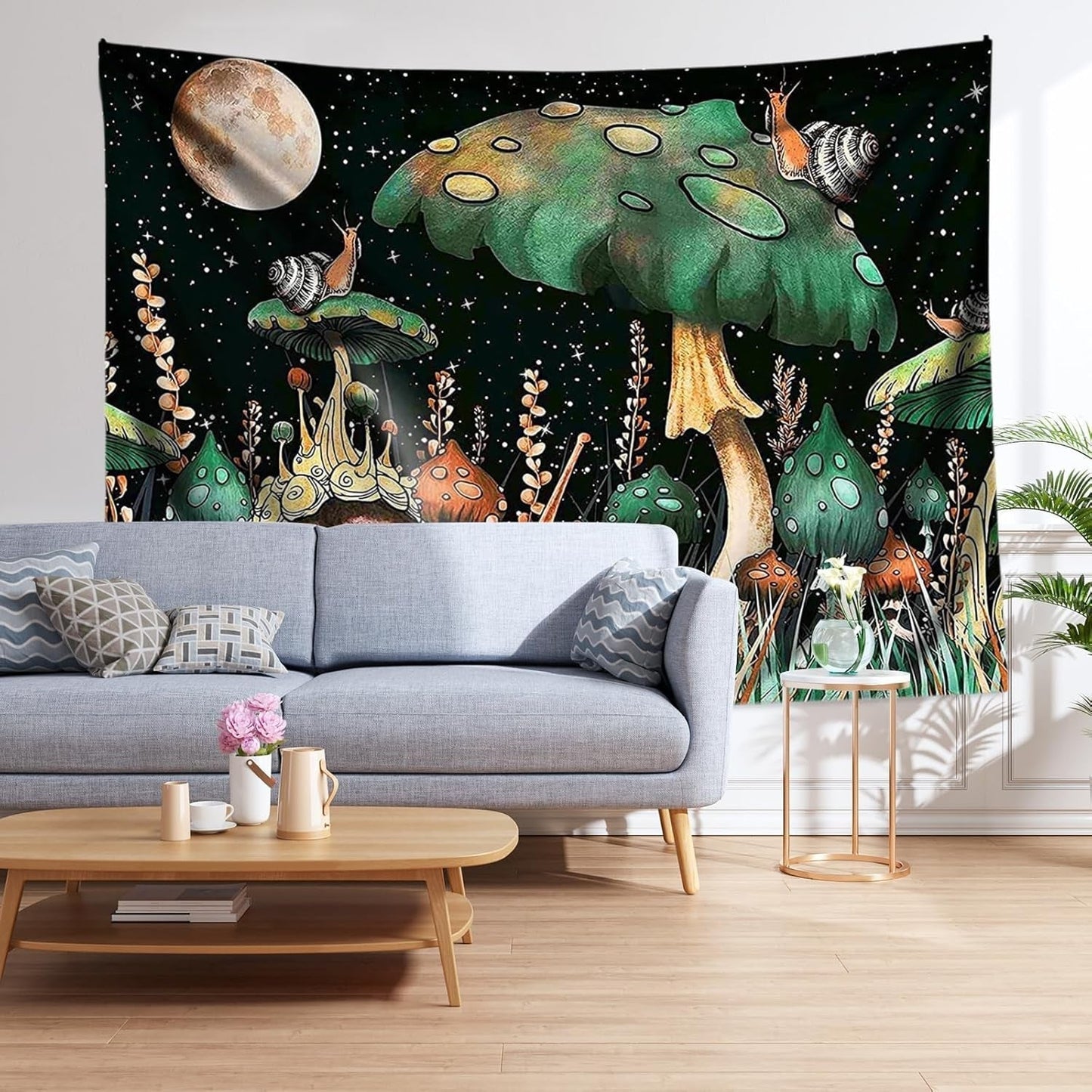 Wandteppich mit Dschungelpilzen und Schnecken aus dem Wald. Zuhause – Accessoires und Dekorationen Naty Shop