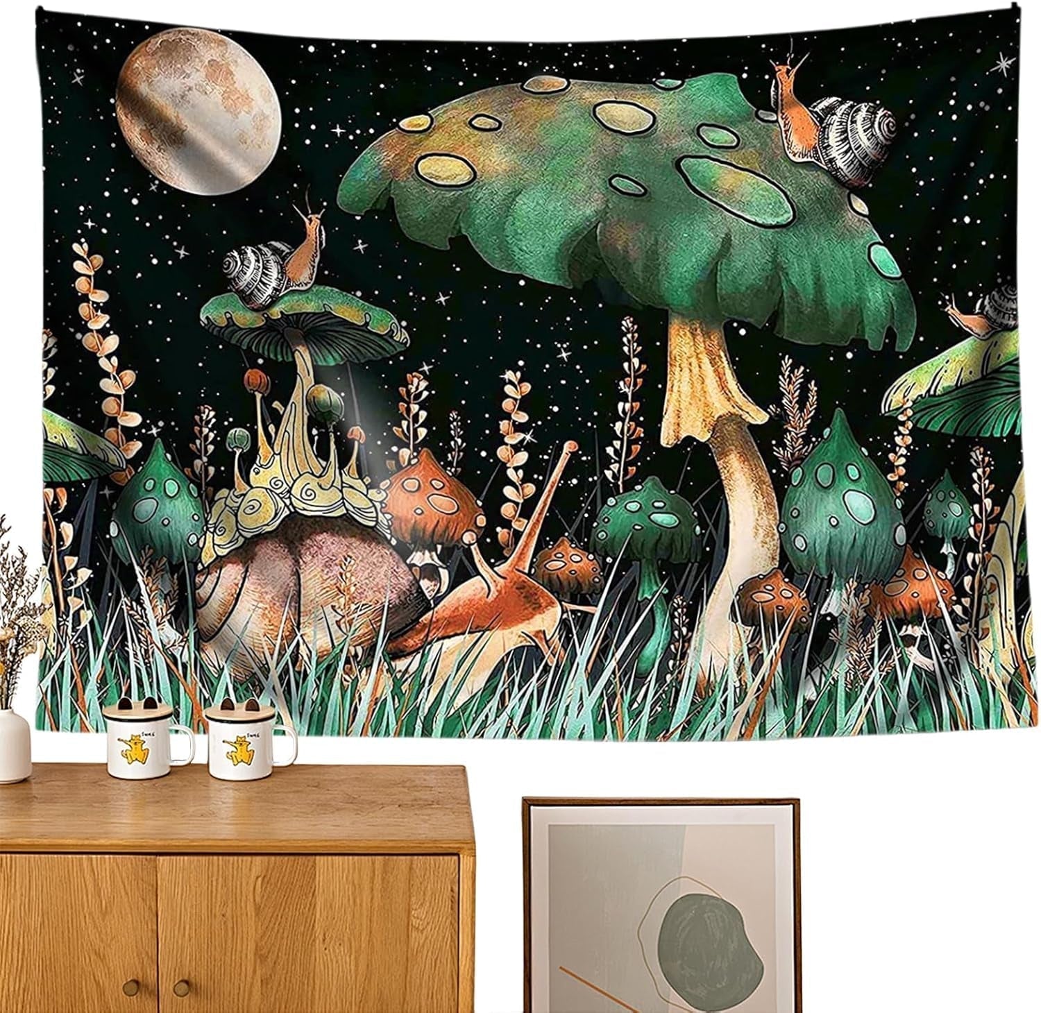 Wandteppich mit Dschungelpilzen und Schnecken aus dem Wald. Zuhause – Accessoires und Dekorationen Naty Shop