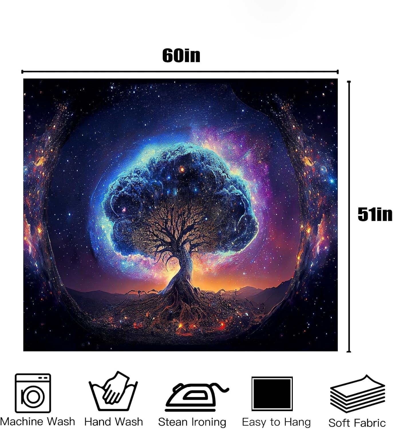 Baum-Wandteppich, Schwarzlicht, räumliche Ästhetik, Zuhause – Accessoires und Dekorationen, Naty Shop