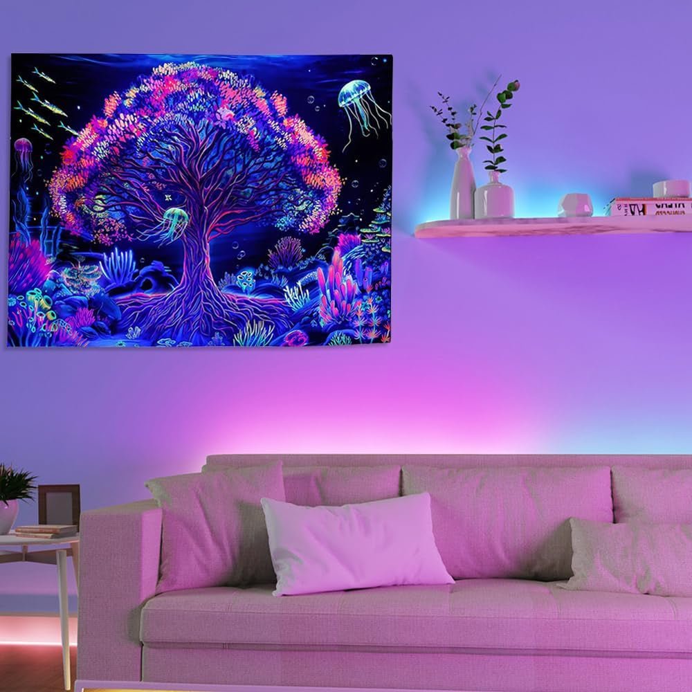 Wandteppich Baum des Lebens fluoreszierendes Mandala Home - Accessoires und Dekorationen Naty Shop