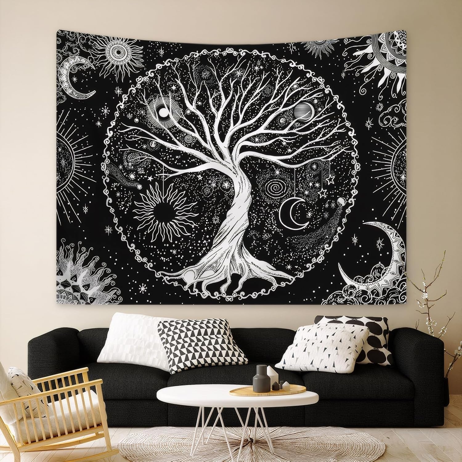 Lebensbaum Wandteppich Sonne Mond Casa - Accessoires und Dekorationen Naty Shop
