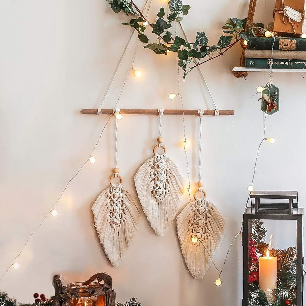Deko-Wandteppich, Traumfänger, gewebt, weiße Wanddekoration, Zuhause – Accessoires und Dekorationen, Naty Shop, Blattbogen
