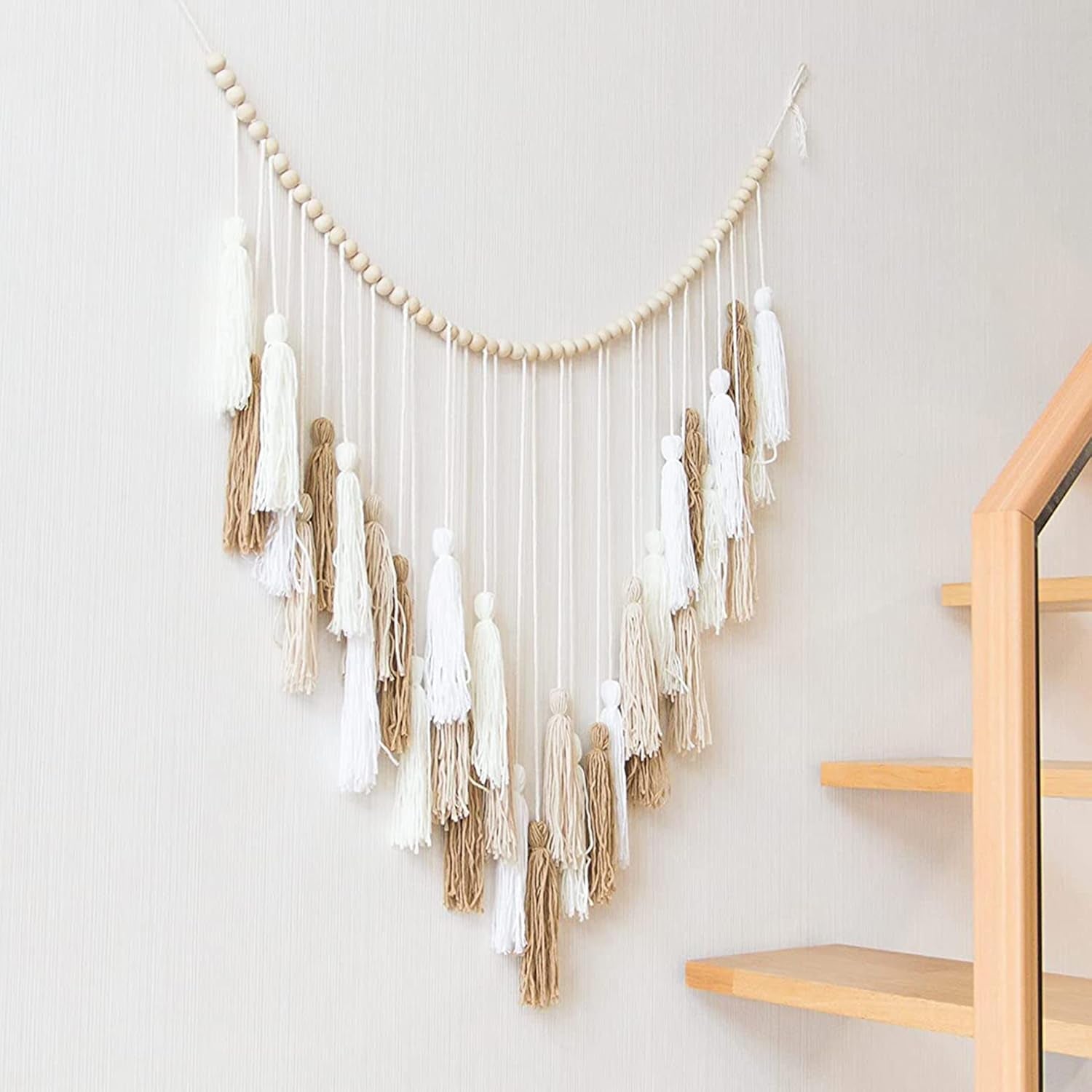 Tapisserie Deko zum Aufhängen, gewebte pastorale Holzperlen Zuhause – Accessoires und Dekorationen Naty Shop
