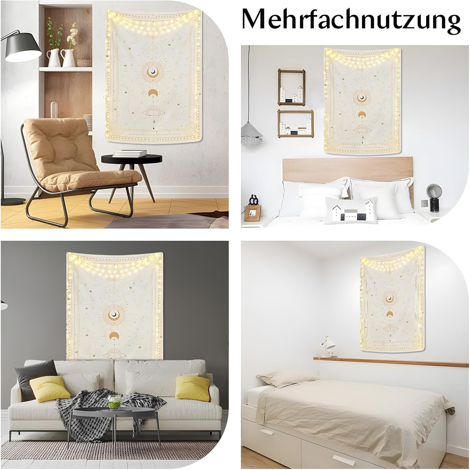 Wandteppich Mondphasen Geheimnis Konstellation Startseite – Accessoires und Dekorationen Naty Shop