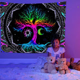 Wandteppich, fluoreszierender Baum, Leben, psychedelischer Mond, Zuhause – Accessoires und Dekorationen, Naty Shop