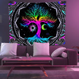 Wandteppich, fluoreszierender Baum, Leben, psychedelischer Mond, Zuhause – Accessoires und Dekorationen, Naty Shop