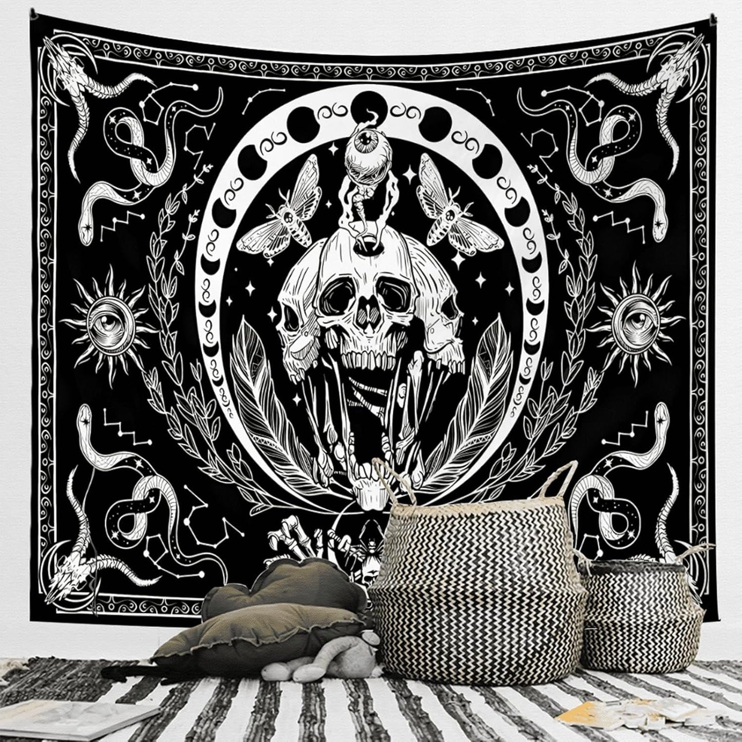 Wandteppich Gothic-Halloween-Banner schwarz weiß Zuhause - Accessoires und Dekorationen Naty Shop